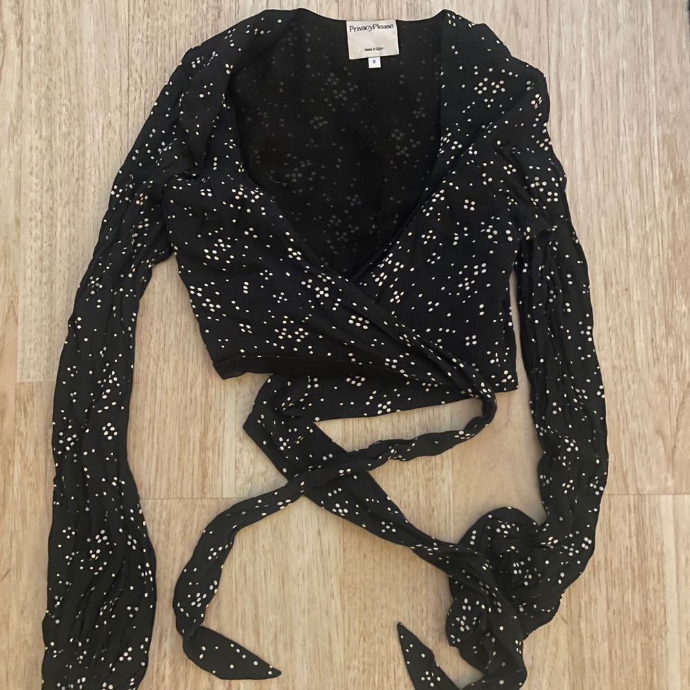 Privacy Please Black Wrap Top